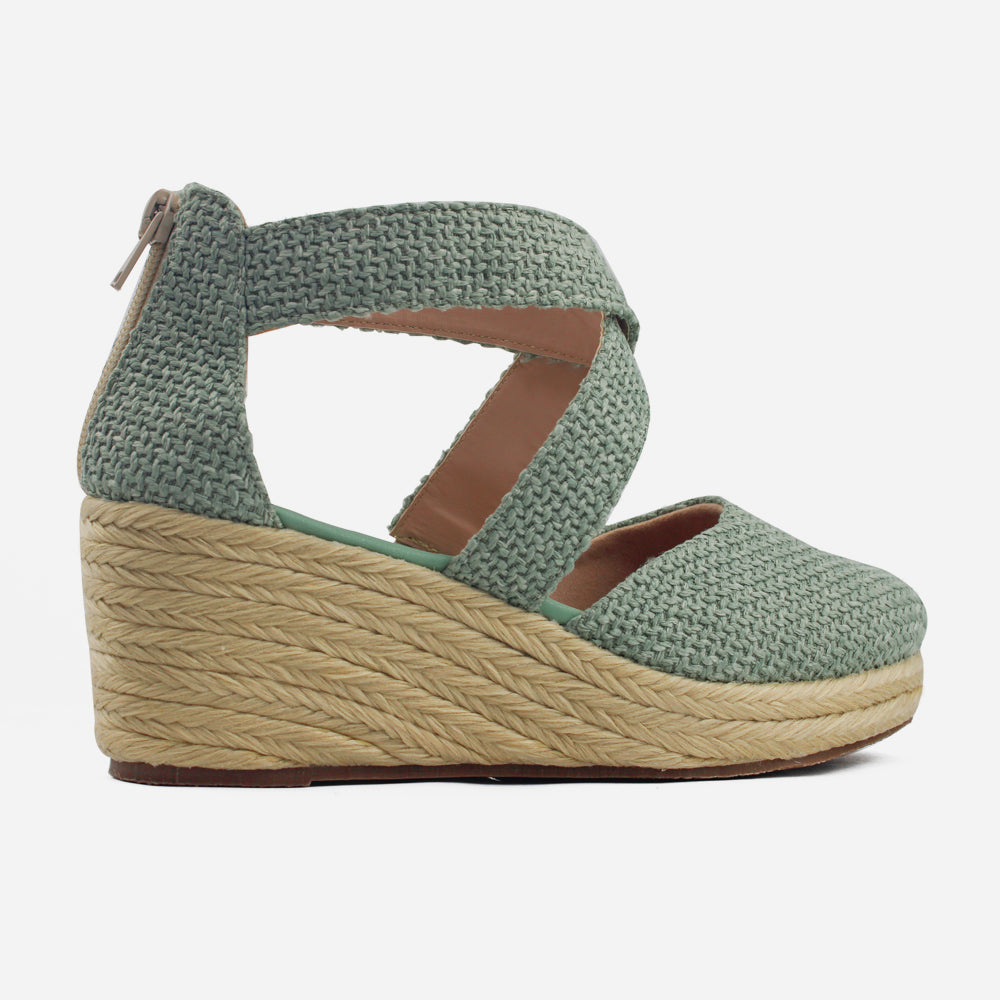 Sandalia espadrilla lina de textil para mujer - Verde