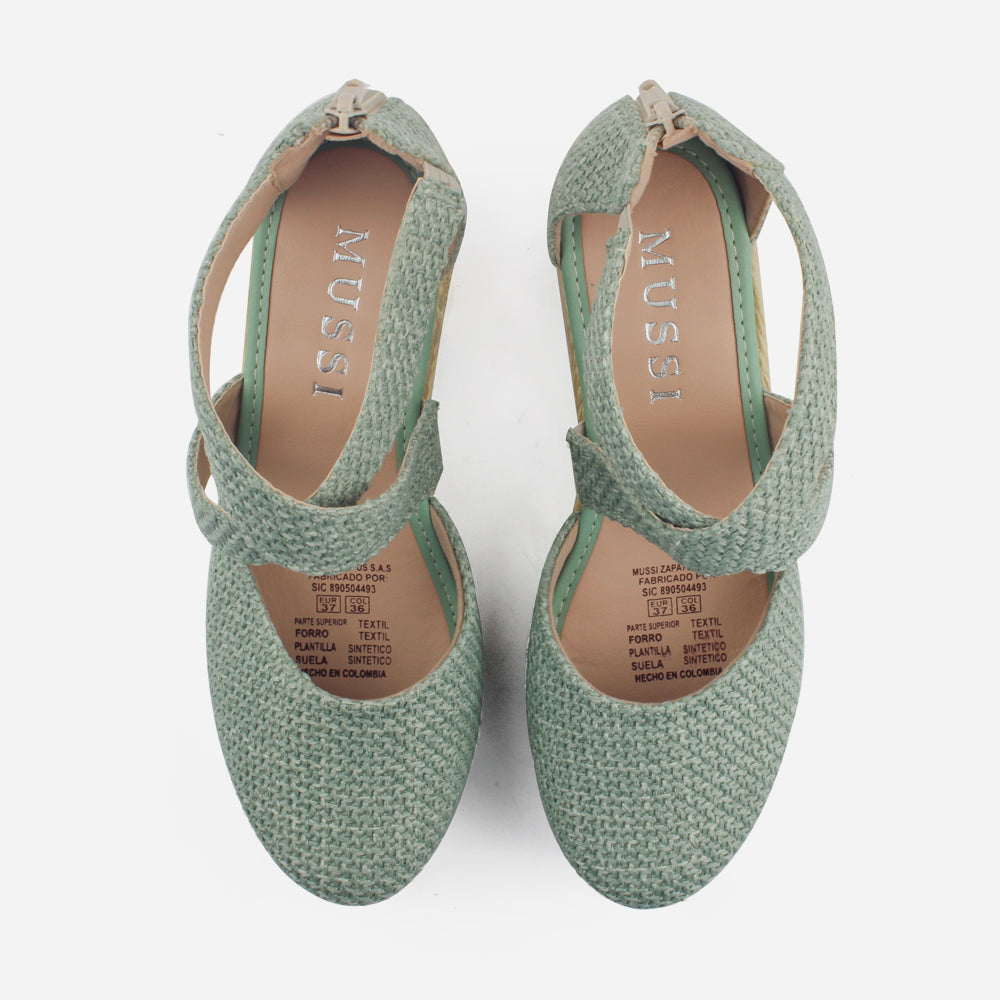 Sandalia espadrilla lina de textil para mujer - Verde