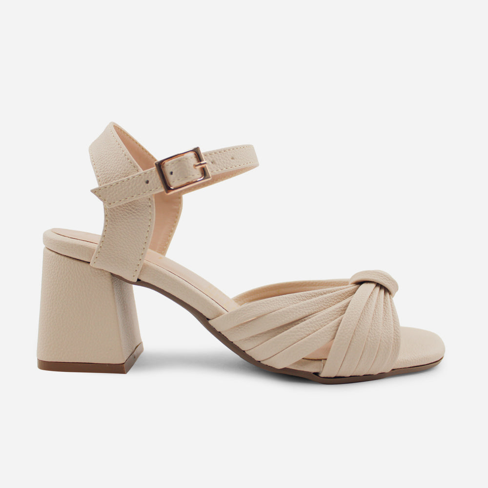 Sandalia tacon georgina de sintético para mujer - Beige