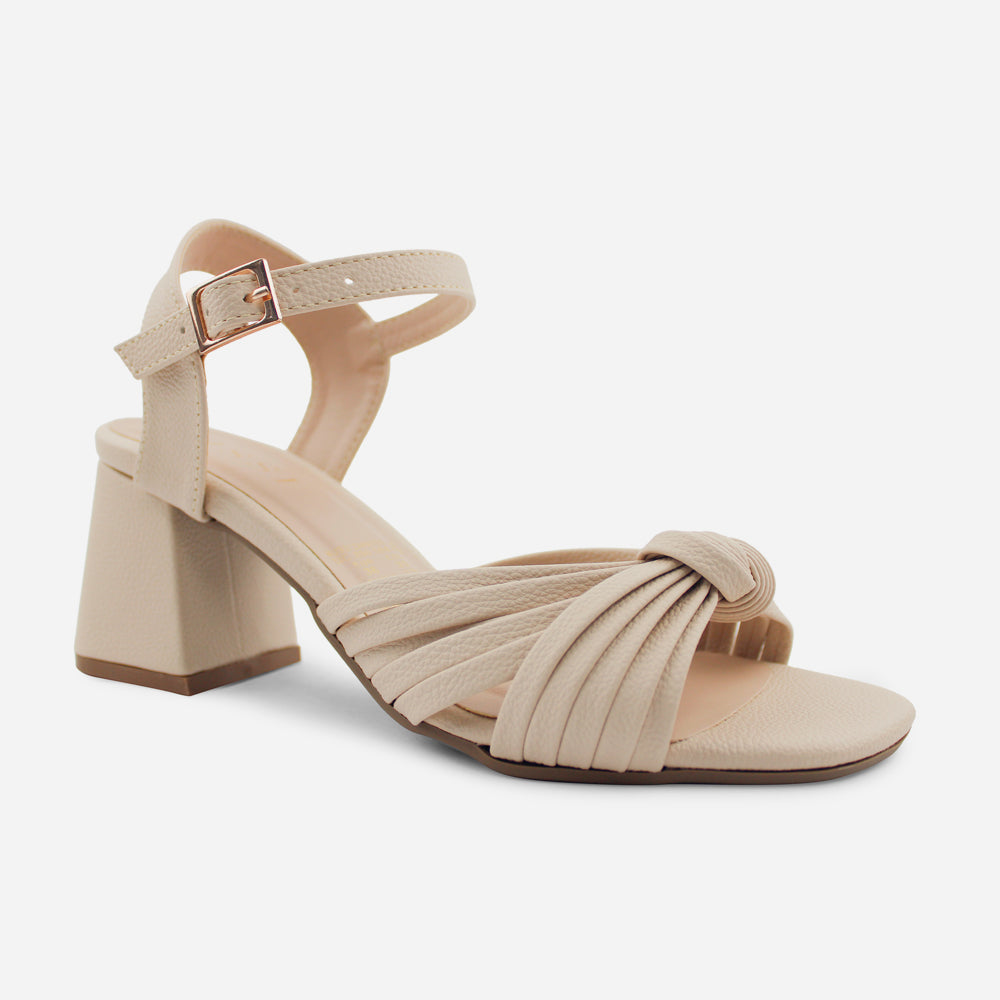 Sandalia tacon georgina de sintético para mujer - Beige