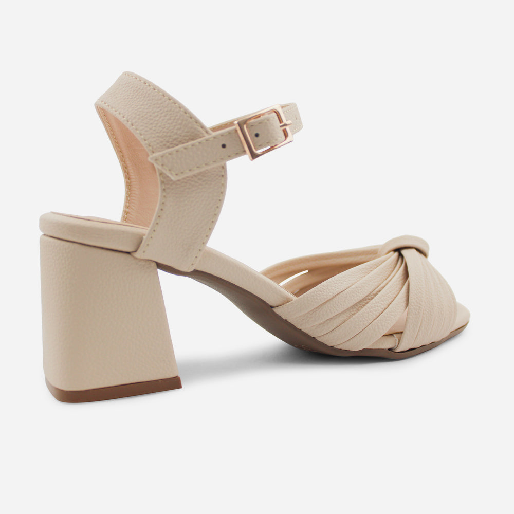 Sandalia tacon georgina de sintético para mujer - Beige