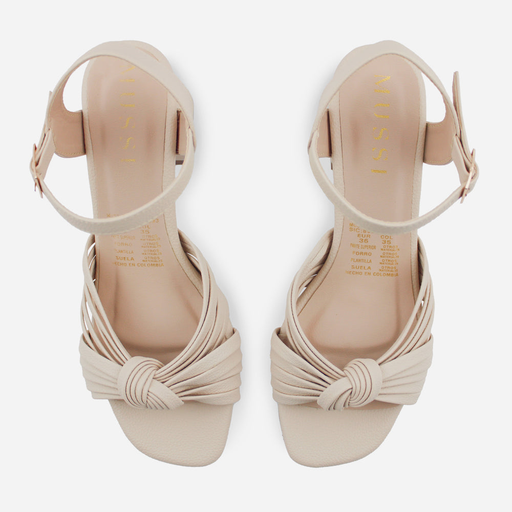 Sandalia tacon georgina de sintético para mujer - Beige