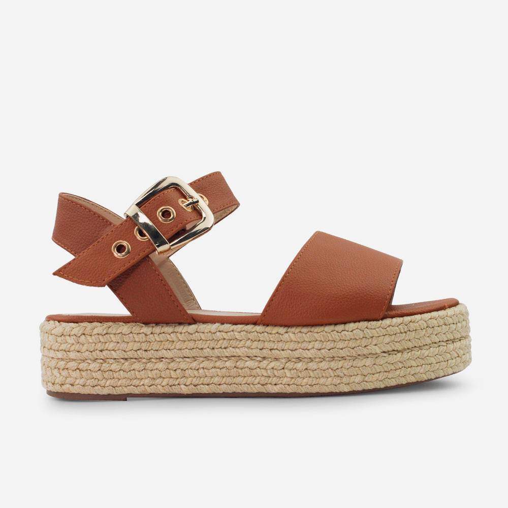 Sandalia flatform letizia de sintético para mujer - Almendra