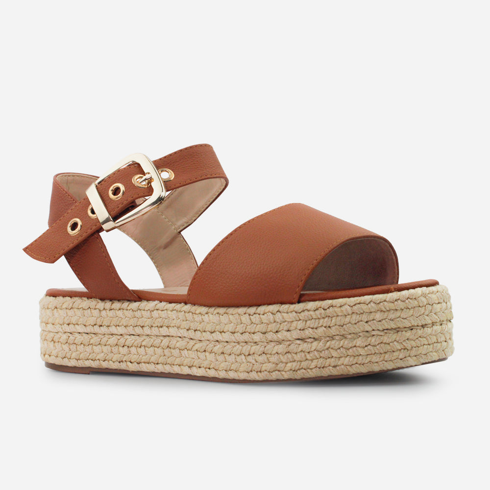 Sandalia flatform letizia de sintético para mujer - Almendra