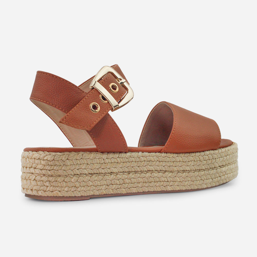 Sandalia flatform letizia de sintético para mujer - Almendra