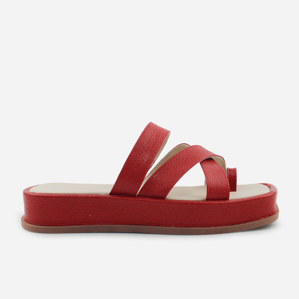 Sandalia flatform carmina de cuero para mujer - Rojo