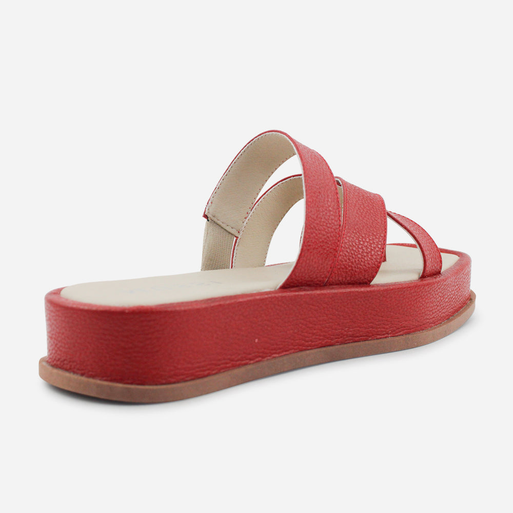 Sandalia flatform carmina de cuero para mujer - Rojo