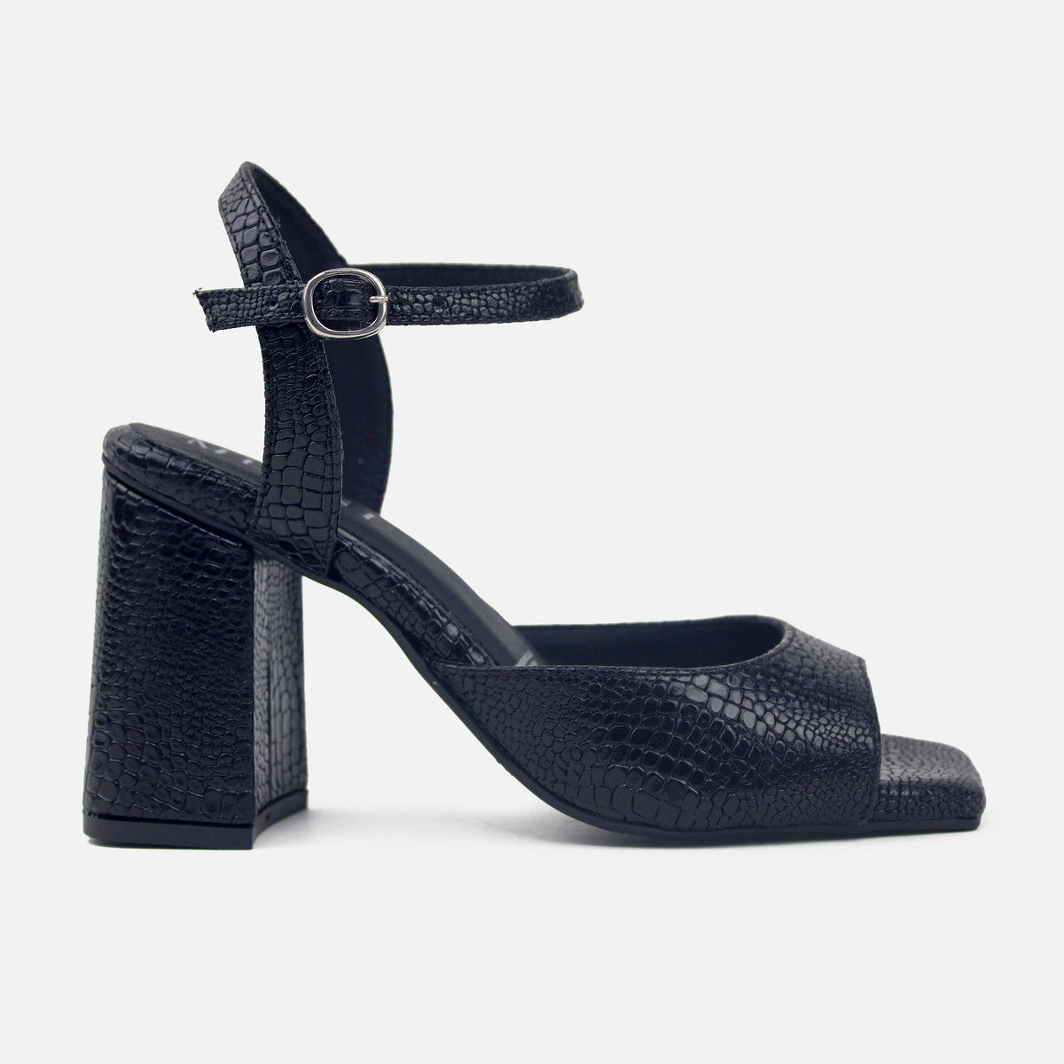 Sandalia tacon zaria de cuero para mujer - Negro