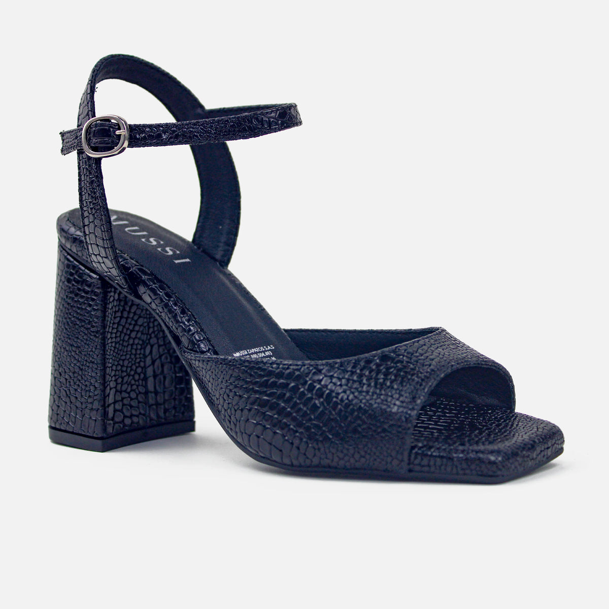 Sandalia tacon zaria de cuero para mujer - Negro