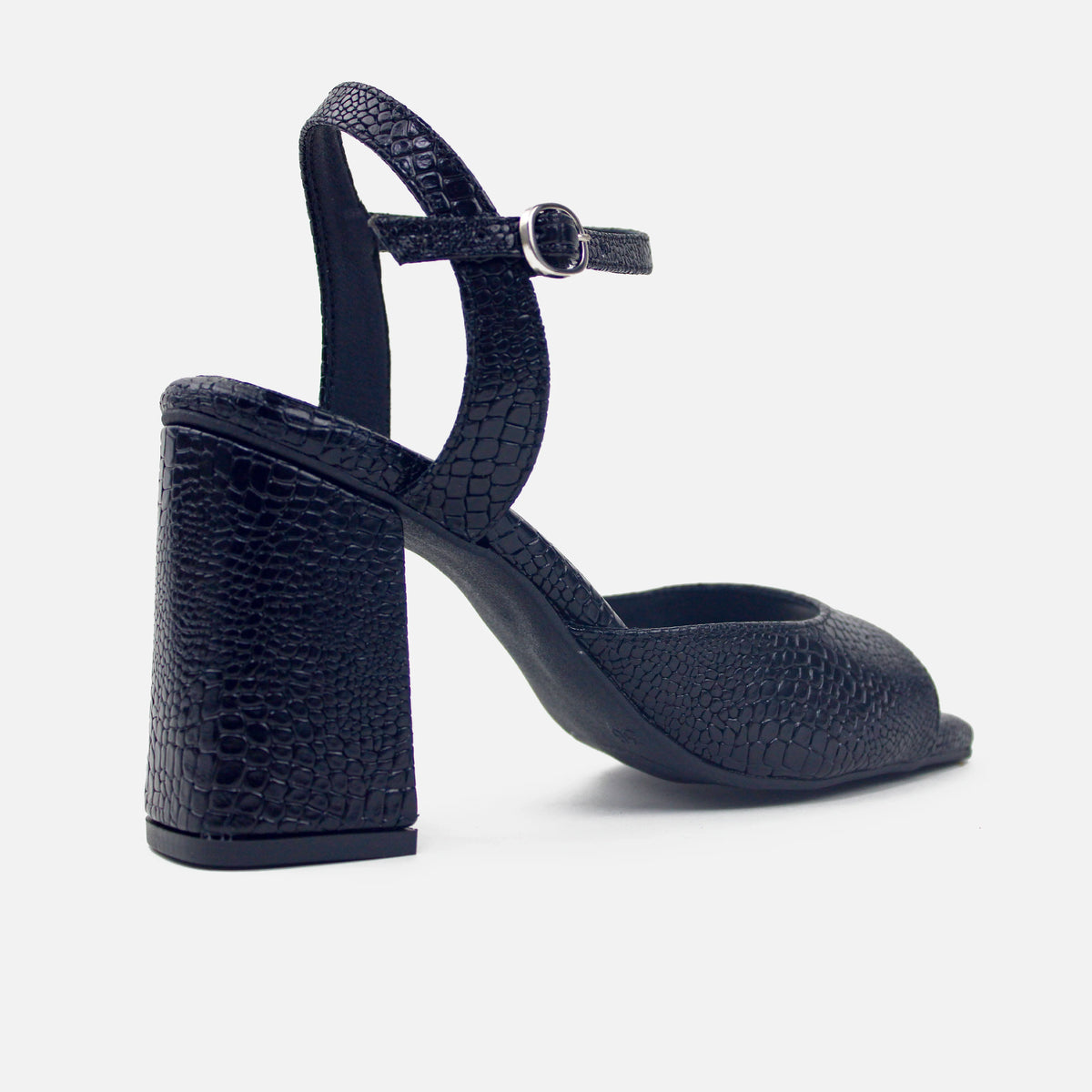 Sandalia tacon zaria de cuero para mujer - Negro