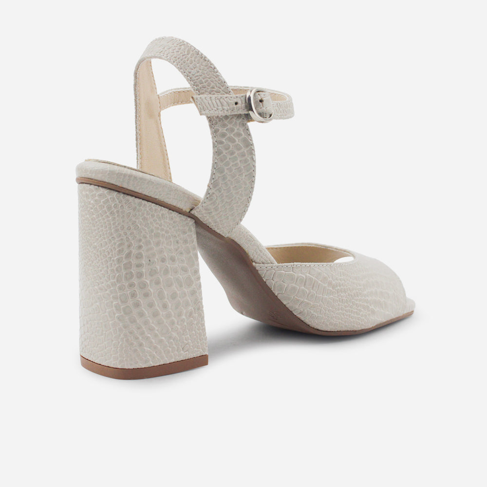 Sandalia tacon zaria de cuero para mujer - Gris