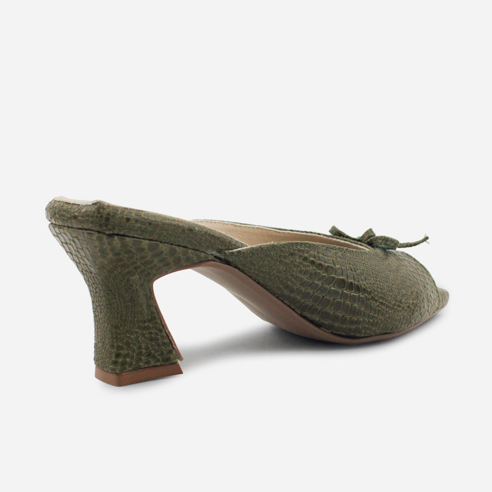 Sandalia tacon jaspe de cuero para mujer - Verde