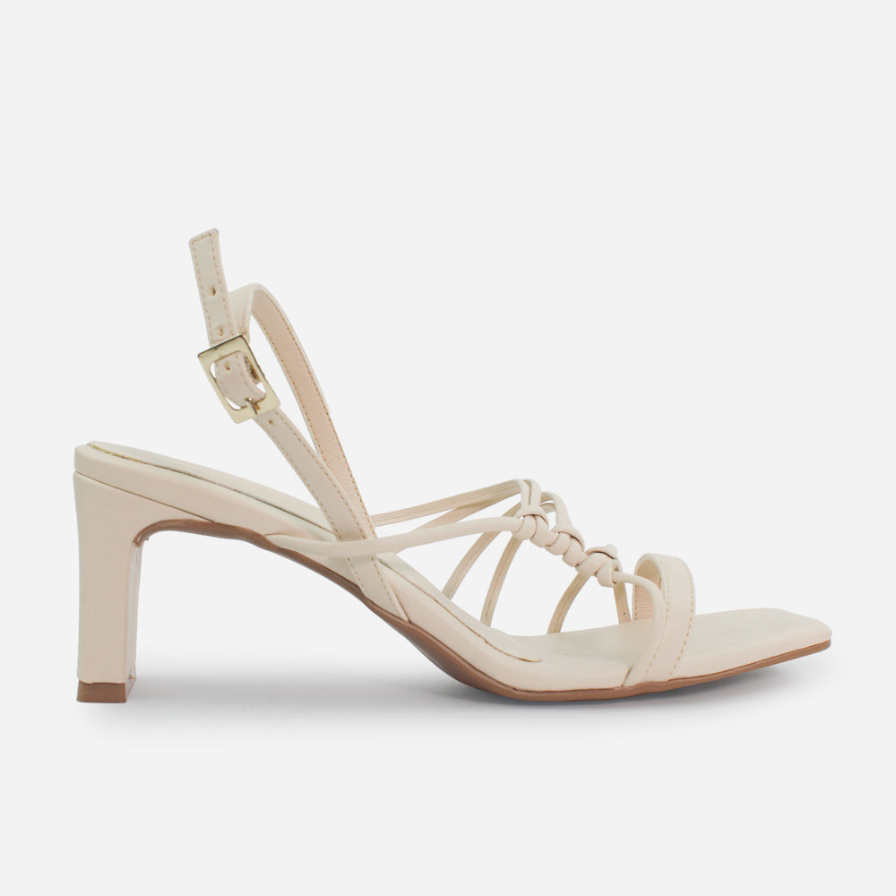 Sandalia tacon perla de sintético para mujer - Beige