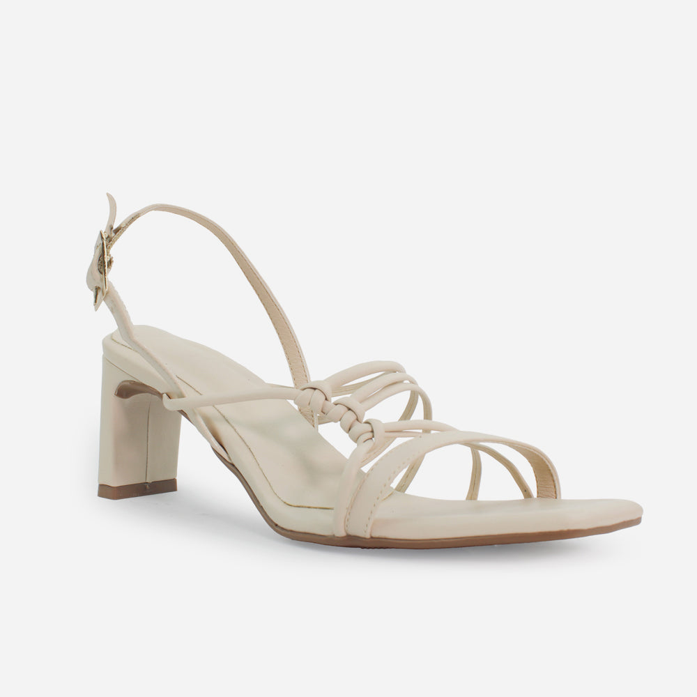 Sandalia tacon perla de sintético para mujer - Beige