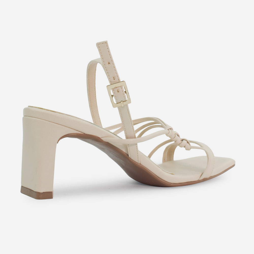 Sandalia tacon perla de sintético para mujer - Beige