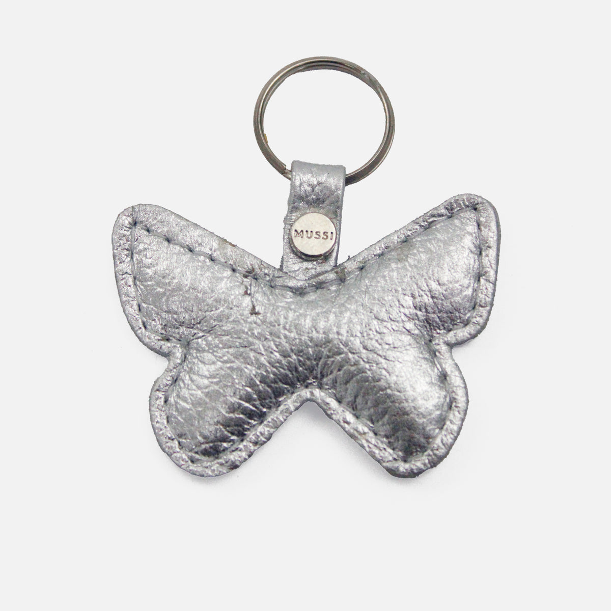 Llavero Mariposa de cuero para mujer - Plateado