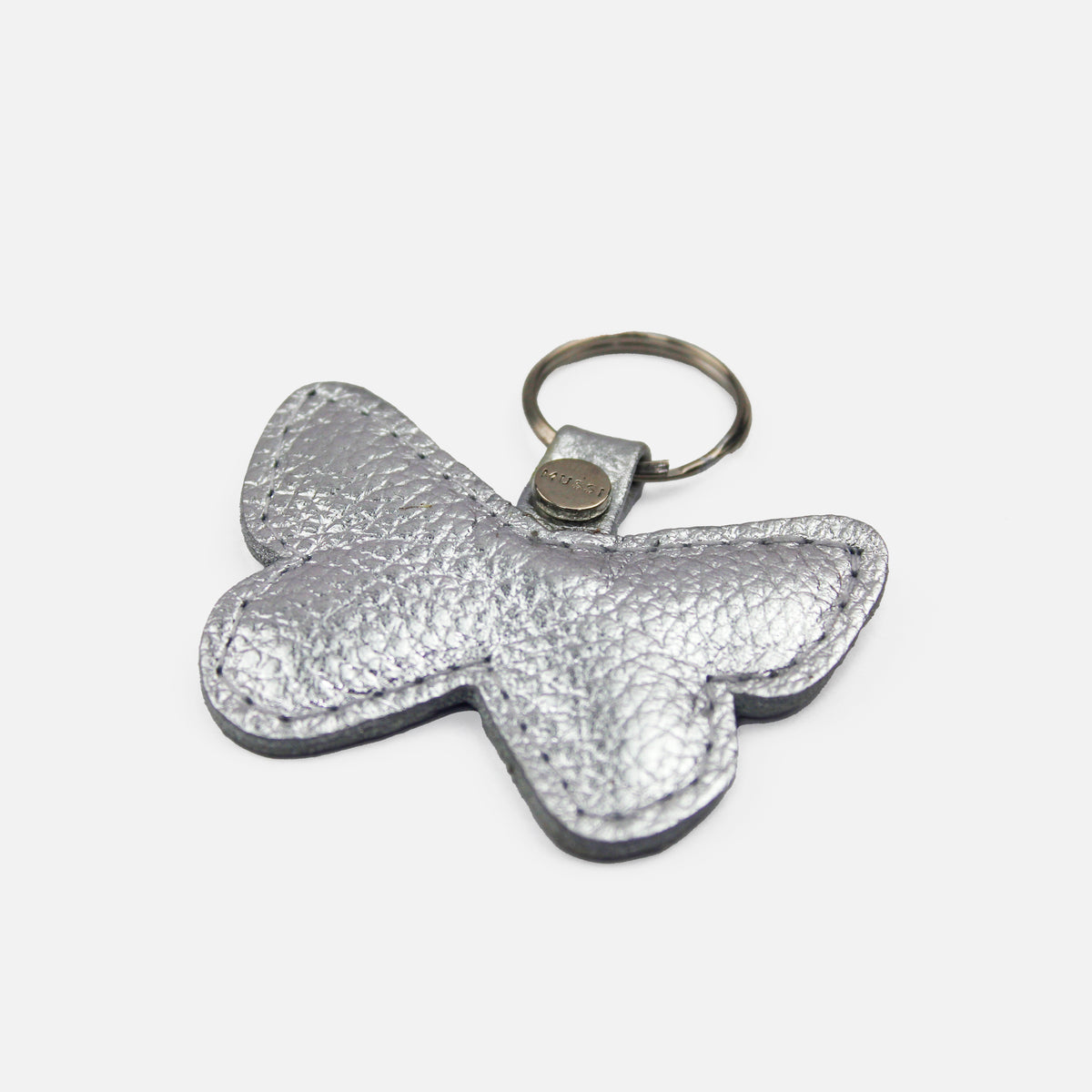 Llavero Mariposa de cuero para mujer - Plateado