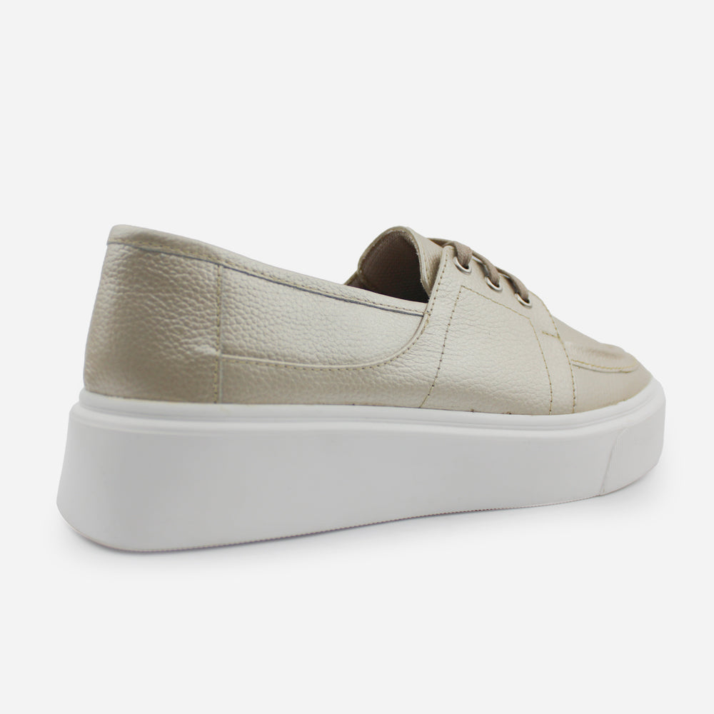 Tenis Sneakers noa de cuero para mujer - Champaña