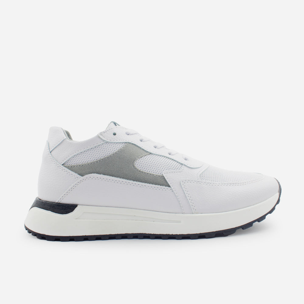 Tenis con plataforma franscesco de cuero para hombre - Blanco