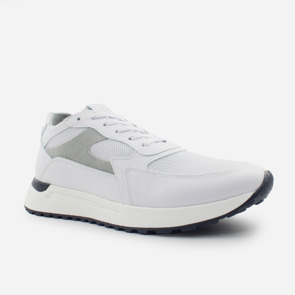 Tenis con plataforma franscesco de cuero para hombre - Blanco