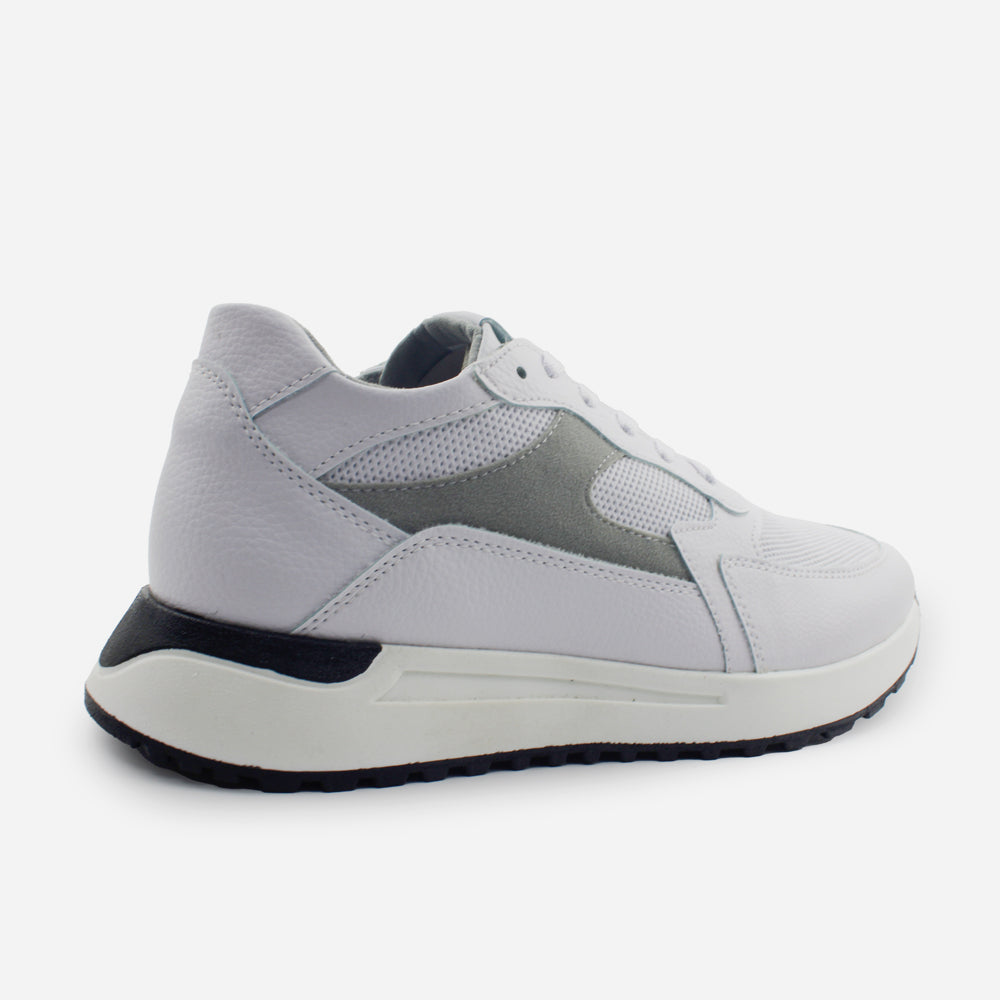 Tenis con plataforma franscesco de cuero para hombre - Blanco