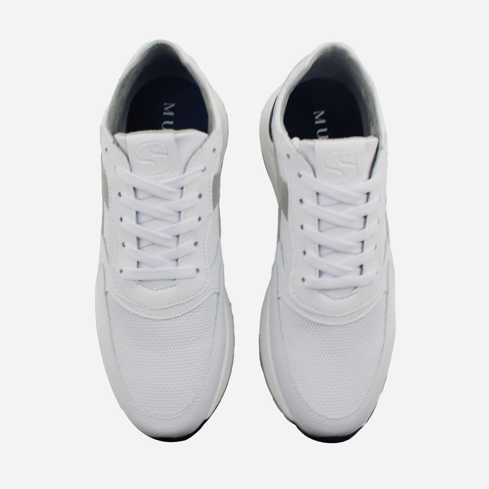 Tenis con plataforma franscesco de cuero para hombre - Blanco