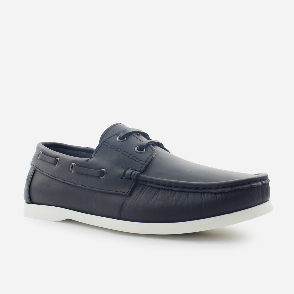 Mocasin plano mephisto de cuero para hombre - Negro