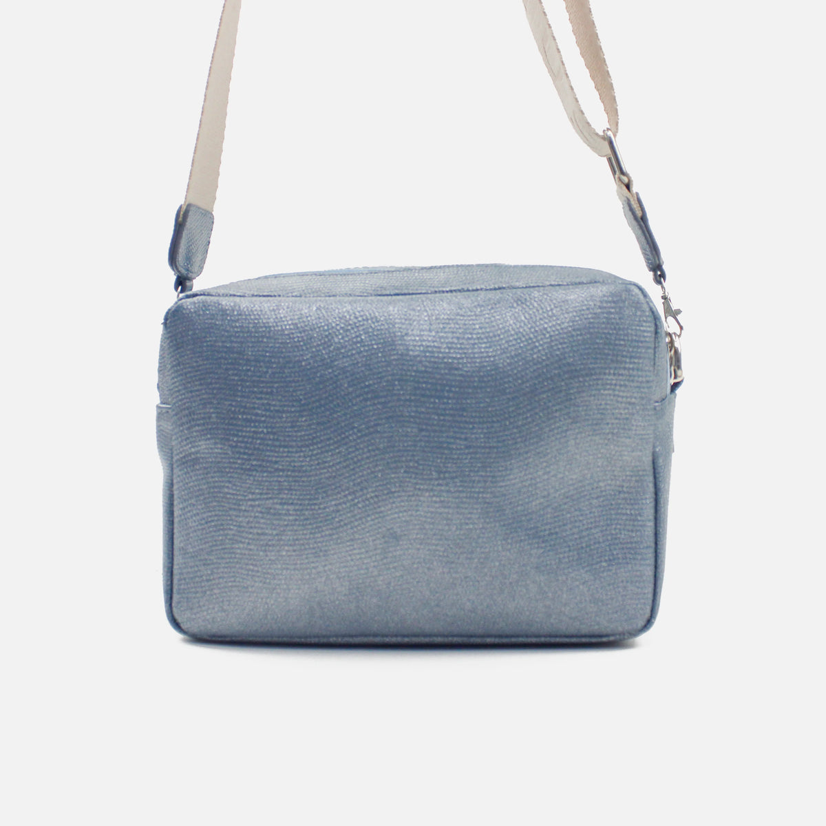 Bolso manos libres esme de cuero para mujer - Plateado