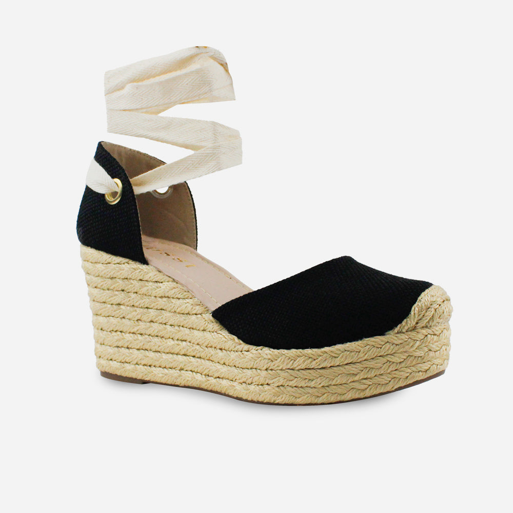 Sandalia espadrilla taima de textil para mujer - Negro