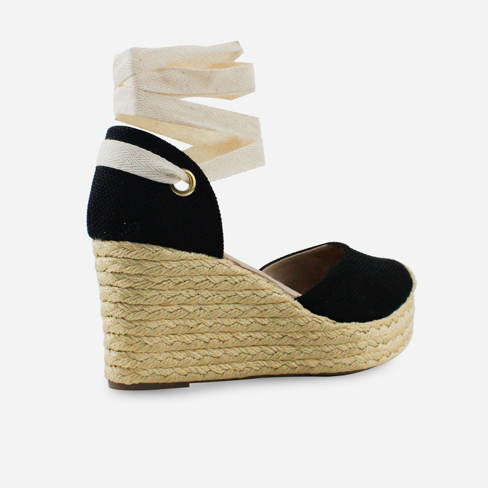 Sandalia espadrilla taima de textil para mujer - Negro