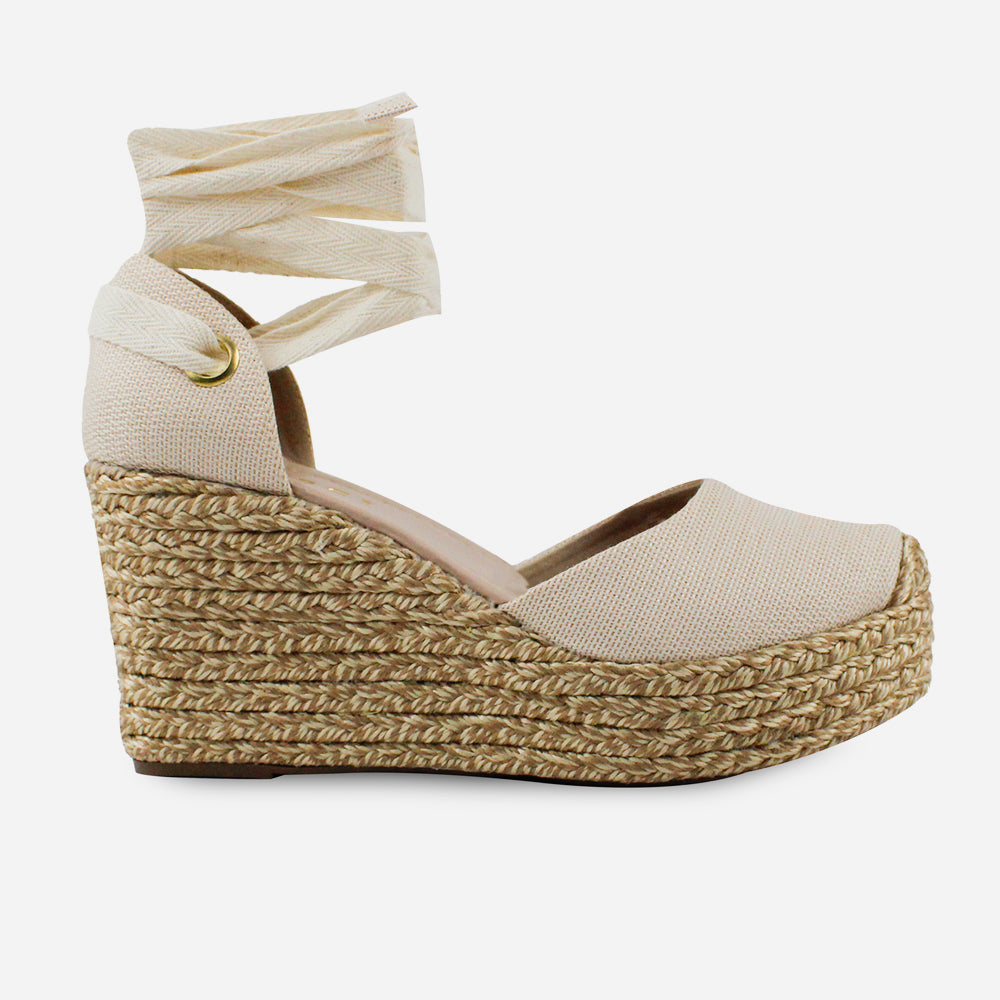 Sandalia espadrilla taima de textil para mujer - Beige