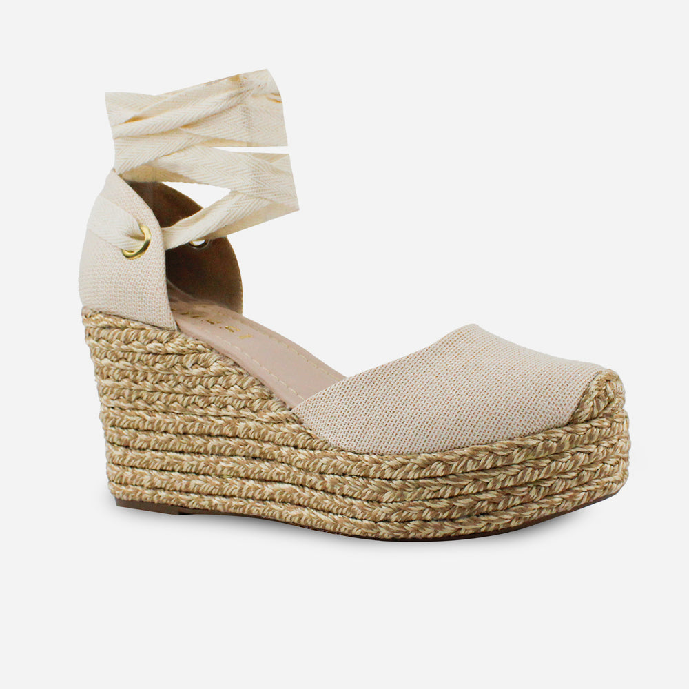 Sandalia espadrilla taima de textil para mujer - Beige