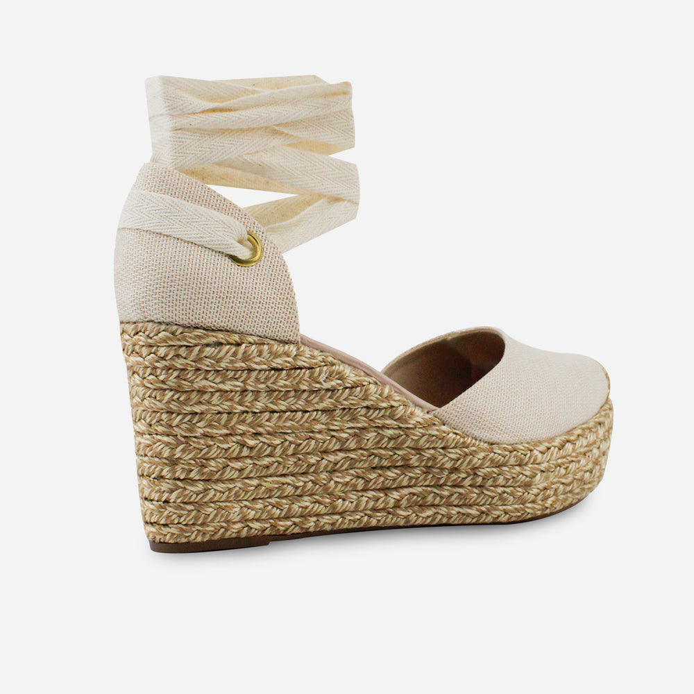 Sandalia espadrilla taima de textil para mujer - Beige