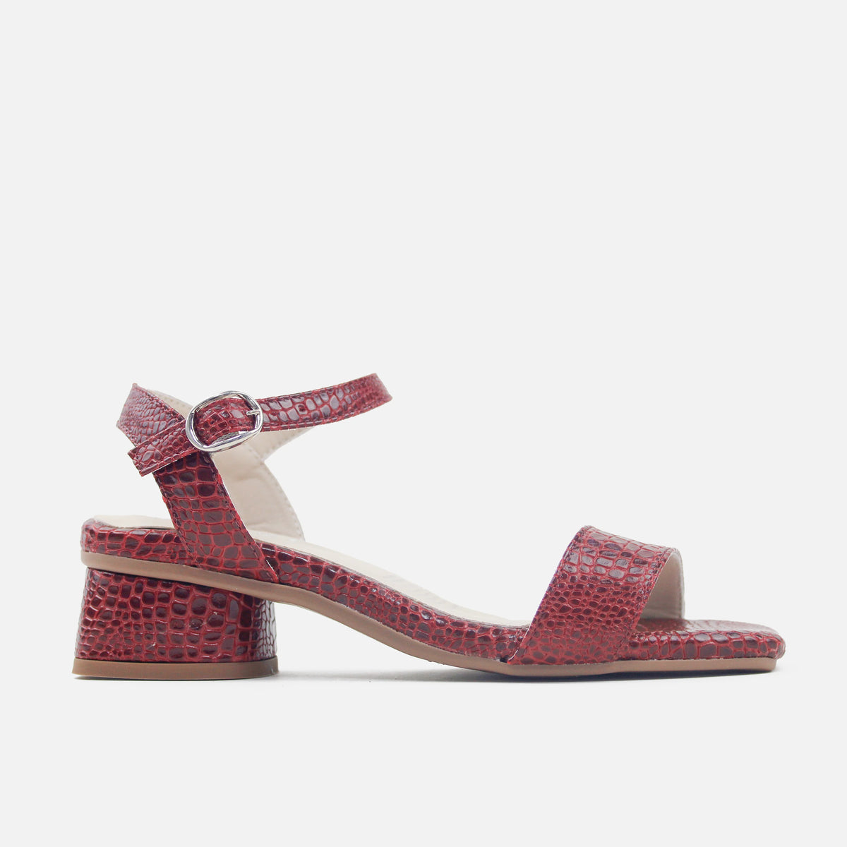 Sandalia tacon soleil de cuero para mujer - Rojo