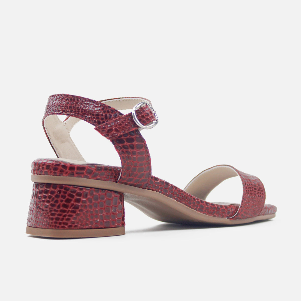 Sandalia tacon soleil de cuero para mujer - Rojo