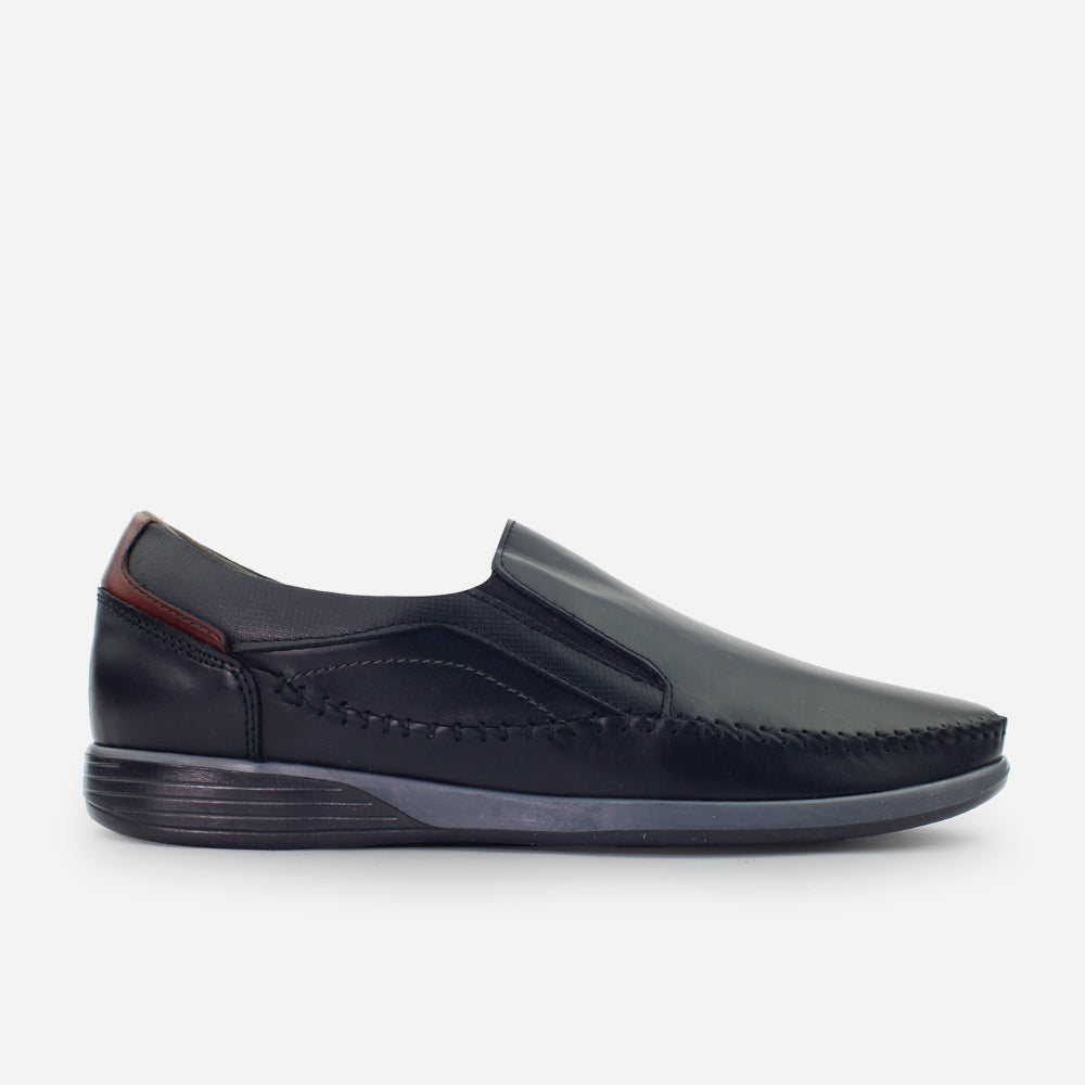 Mocasin plano marcus de cuero para hombre - Negro