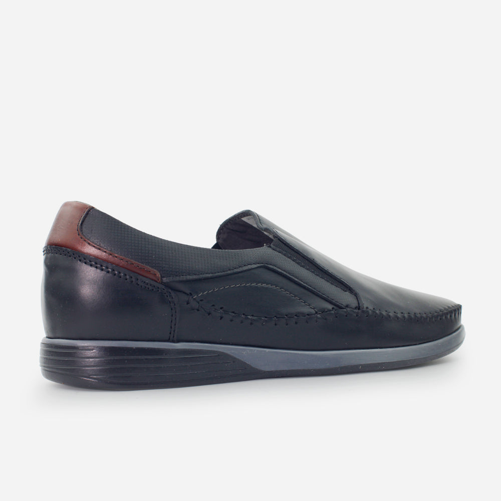 Mocasin plano marcus de cuero para hombre - Negro