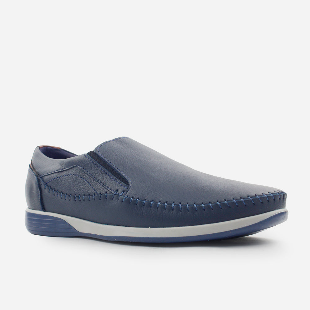 Mocasin plano marcus de cuero para hombre - Azul