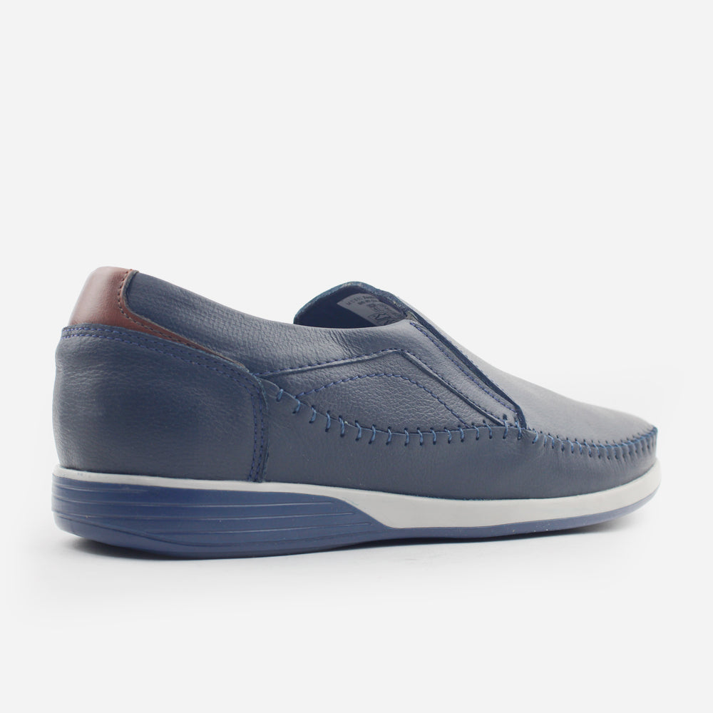 Mocasin plano marcus de cuero para hombre - Azul