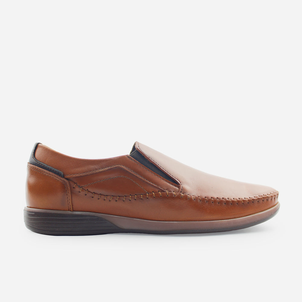 Mocasin plano marcus de cuero para hombre - Miel