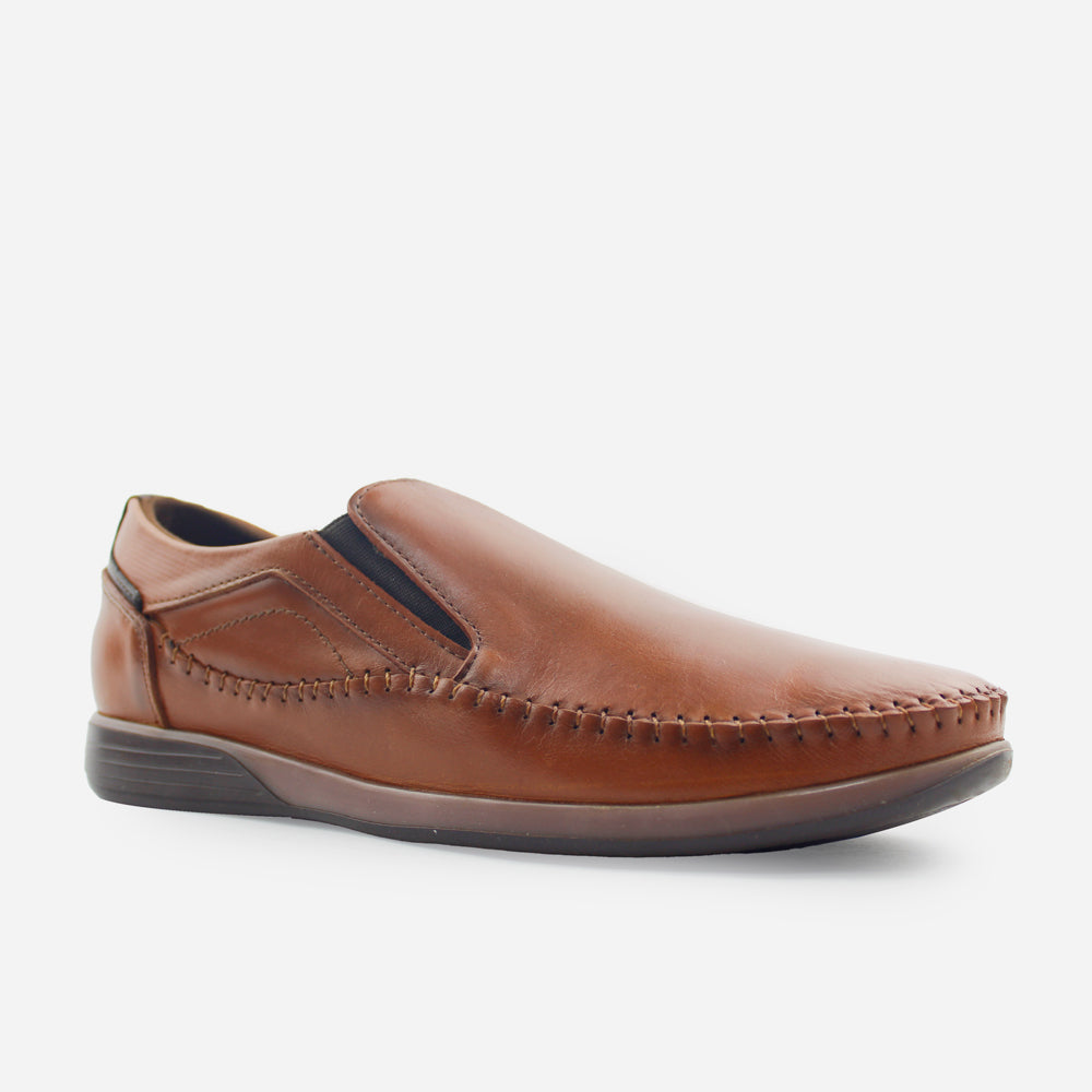 Mocasin plano marcus de cuero para hombre - Miel