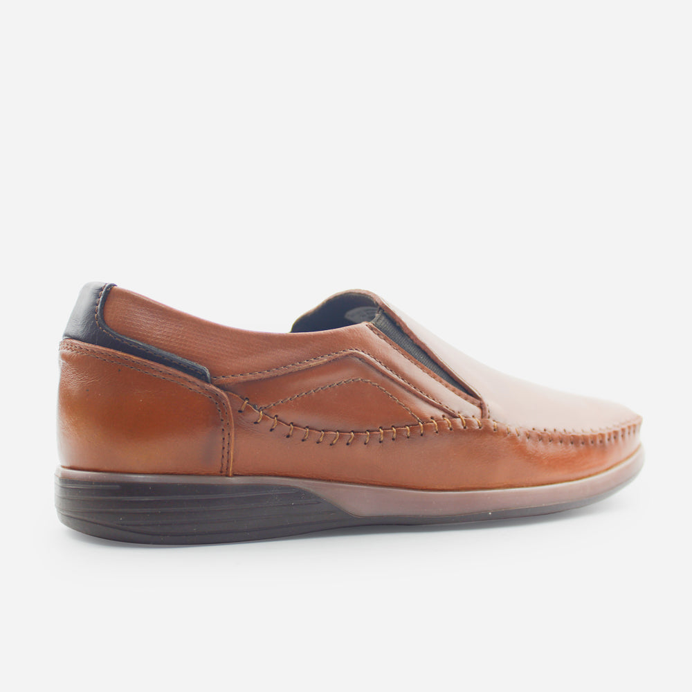 Mocasin plano marcus de cuero para hombre - Miel