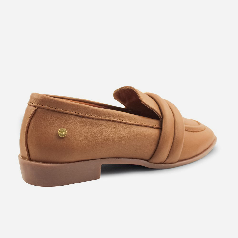 Mocasin plano astrid de cuero para mujer - Miel