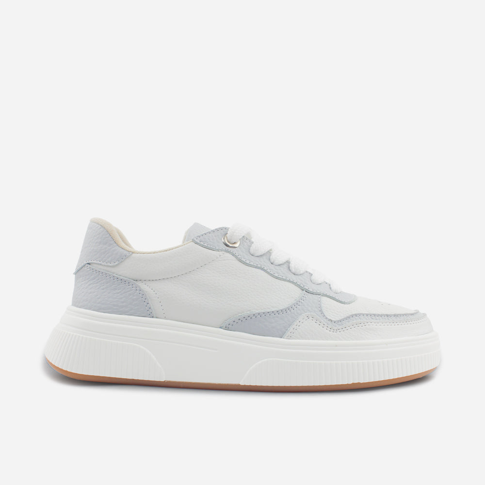 Tenis con plataforma vega de cuero para mujer - Gris