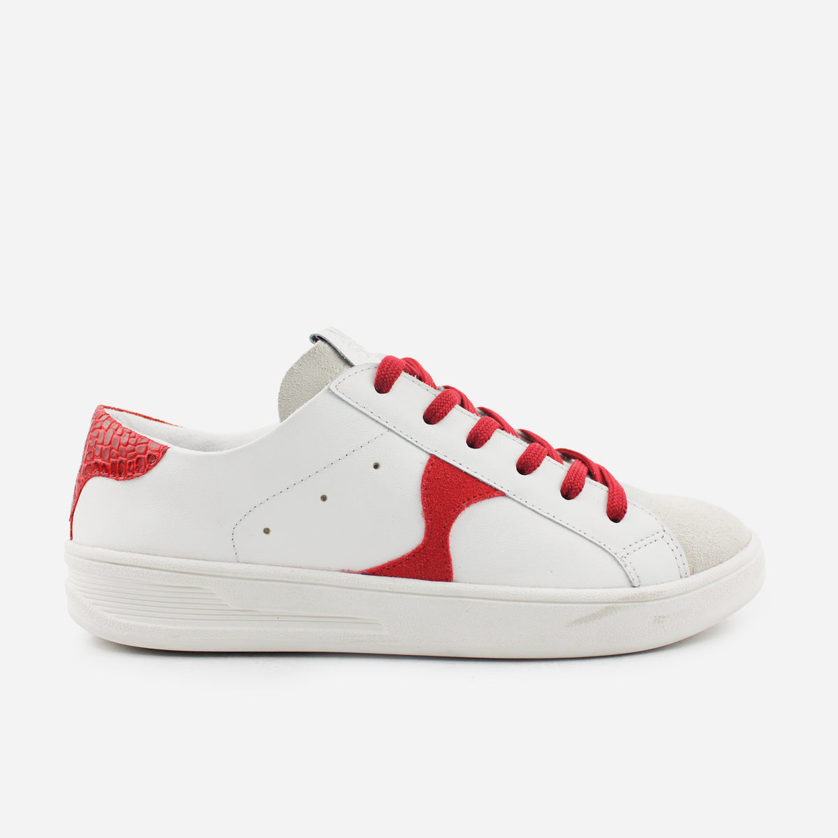 Tenis Sneakers andromeda de cuero para mujer - Rojo