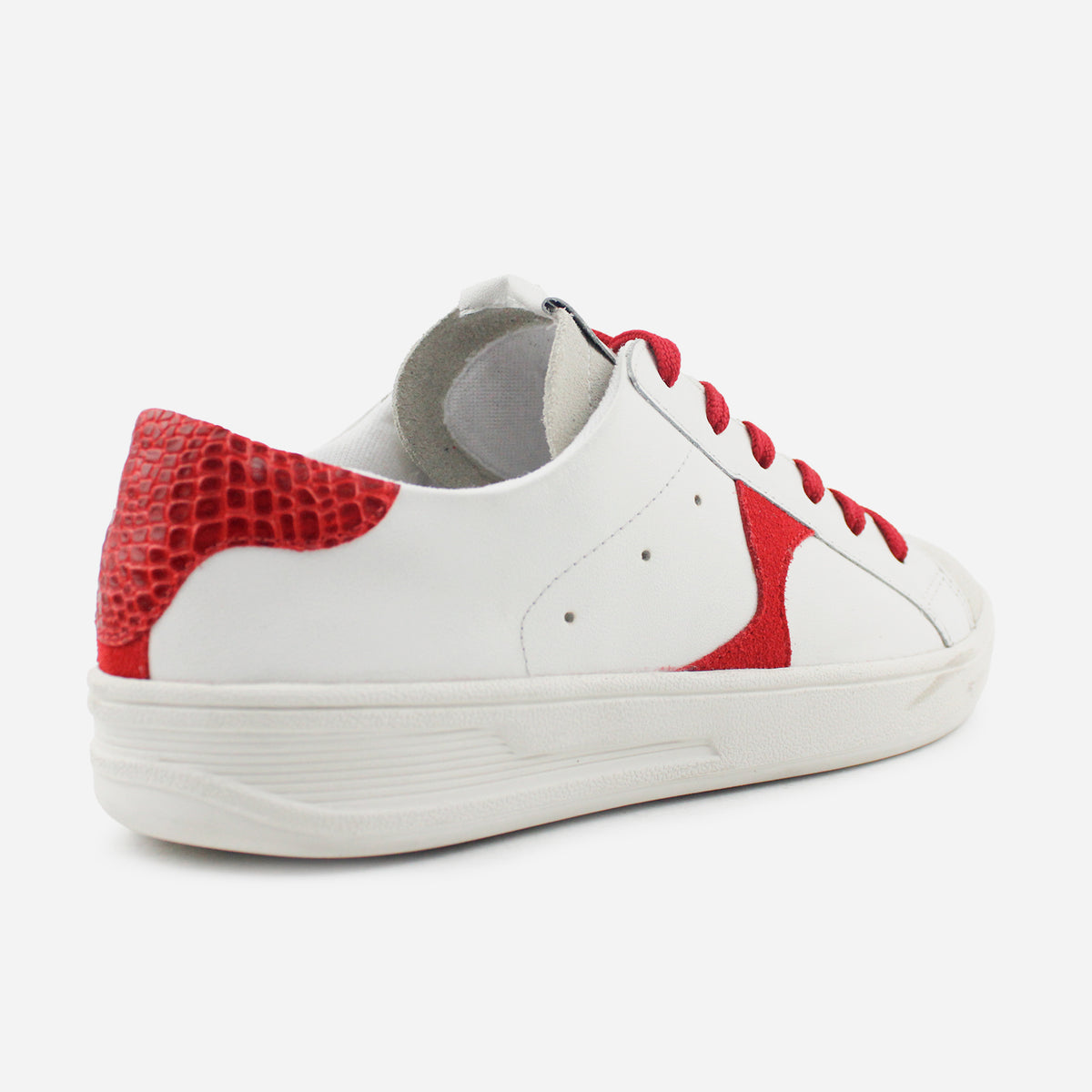 Tenis Sneakers andromeda de cuero para mujer - Rojo