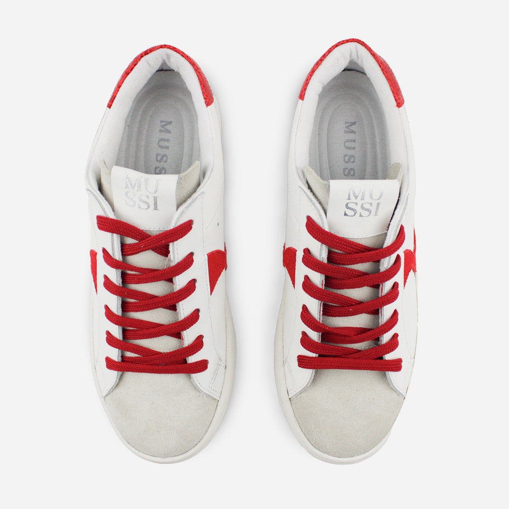 Tenis Sneakers andromeda de cuero para mujer - Rojo