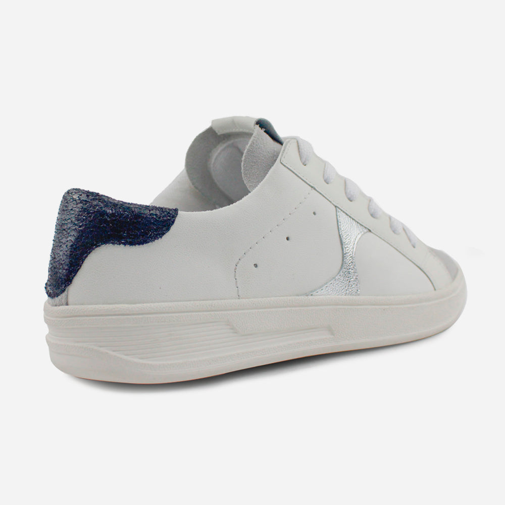 Tenis Sneakers andromeda de cuero para mujer - Plata