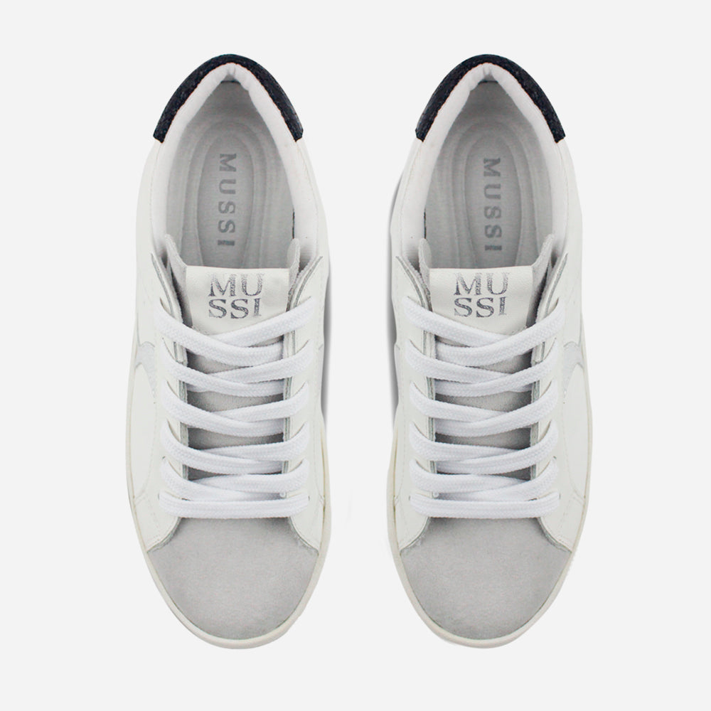 Tenis Sneakers andromeda de cuero para mujer - Plata