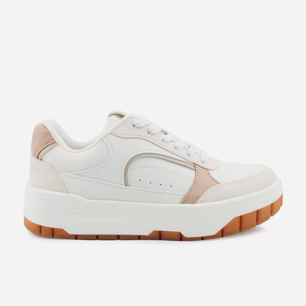 Tenis con plataforma damaris de sintético para mujer - Beige